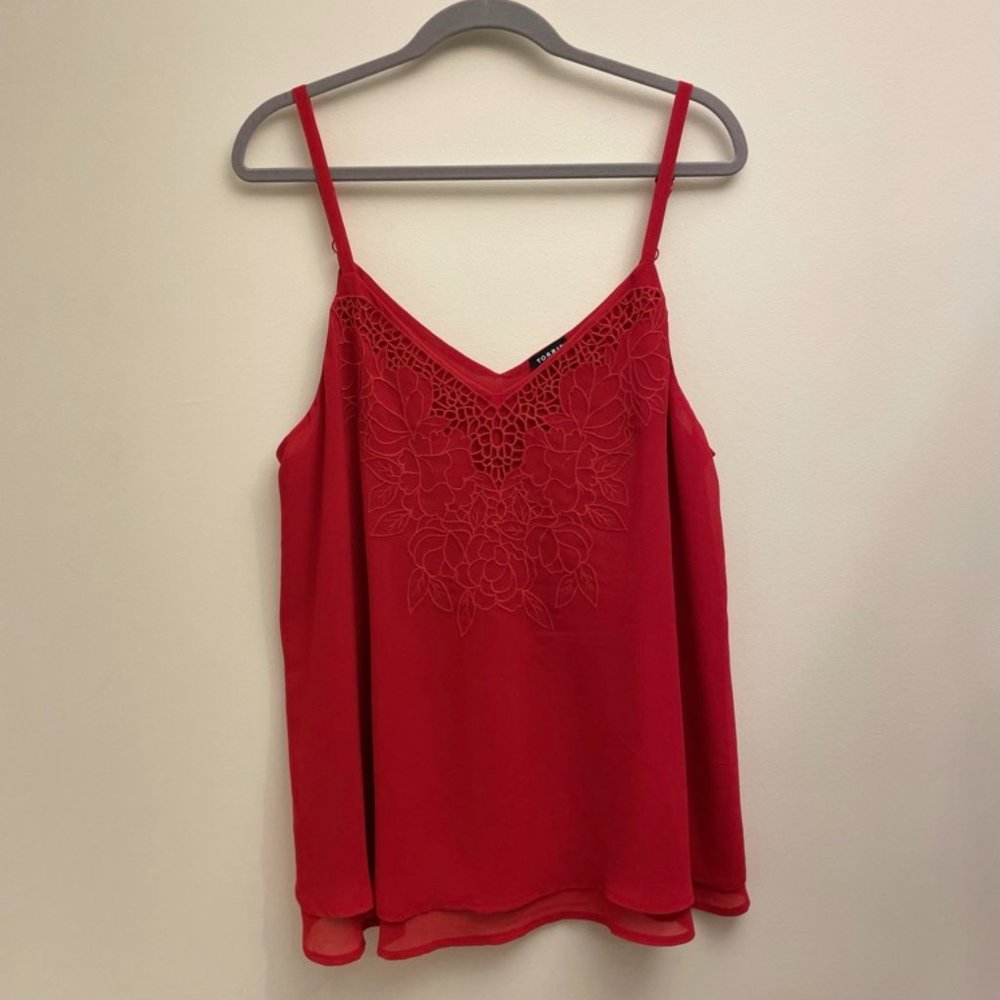 Torrid Flowy Red Tank with Embroidered Roses